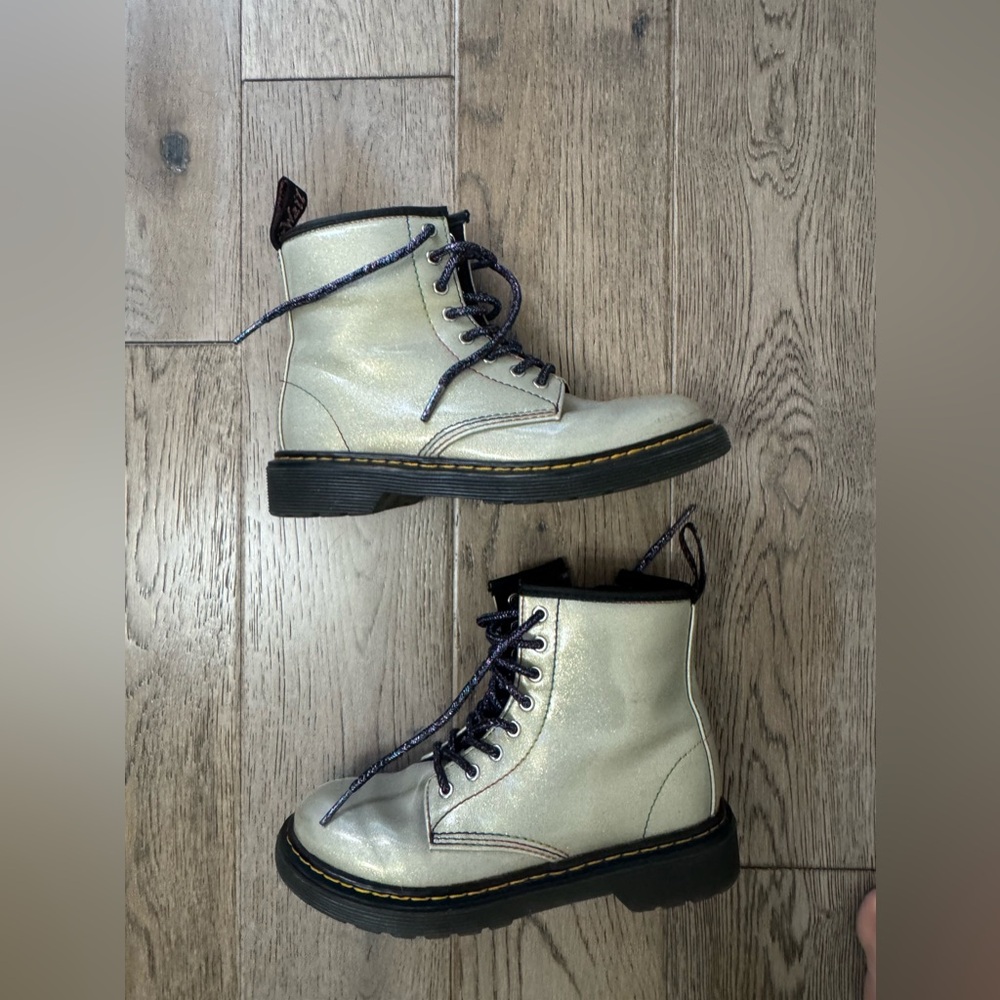EUC barely worn Silver Lace-Up Doc Marten Boots